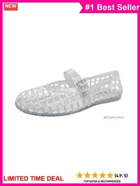 Women's Glitter Jelly Sandals Hollow Out Slip On Flats